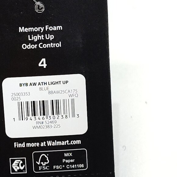 Athletic Works Light-Up Sneaker Boy 4 Bungee Laces Hook Loop Strap On/Off Switch - Picture 12 of 12